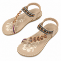 Bohemian Thong Sandals Summer Fashion Flowers Flat Beach Shoes For Women