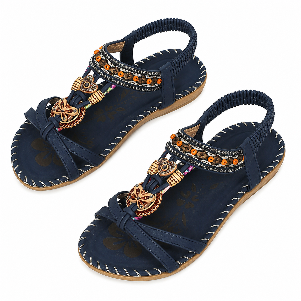 Bohemian Thong Sandals Summer Fashion Flowers Flat Beach Shoes For Women